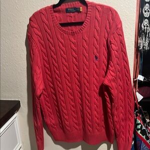 Polo by Ralph Lauren Men's Red Cable Knit Sweater